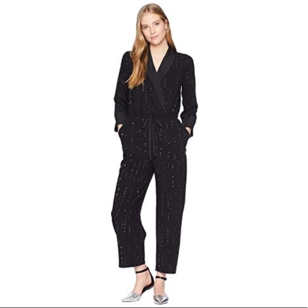 Trina Turk Celebration blk beaded jumpsuit sz 4 ๐ - Picture 3 of 11